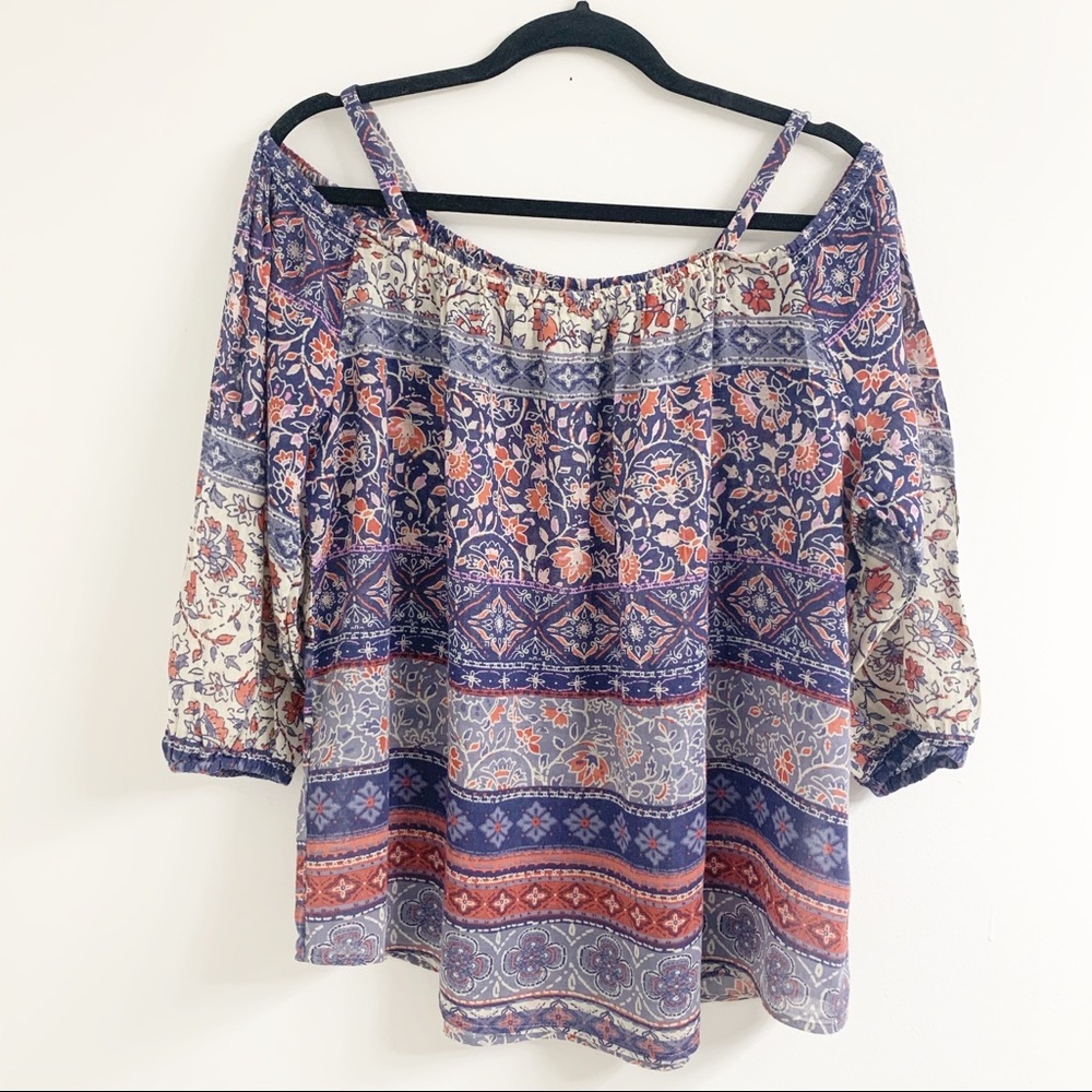 Velvet Off The Shoulder Floral Blouse